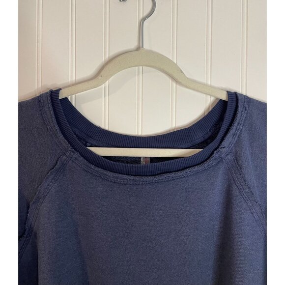 Free People Movement Blue Oversized Distressed Sweatshirt S Cotton/Polyester - Picture 7 of 16